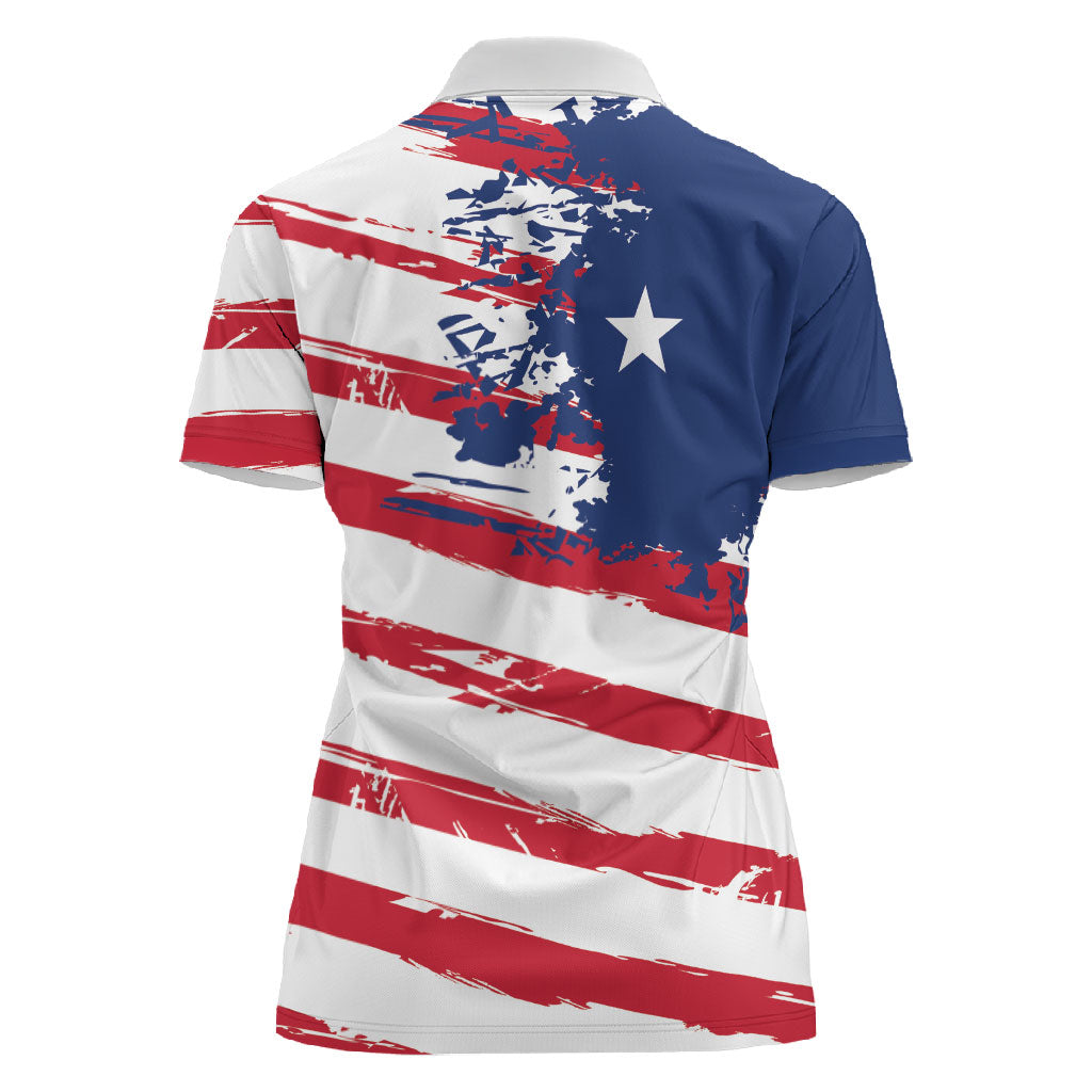 Liberia Flag Women Polo Shirt Grunge Stylized