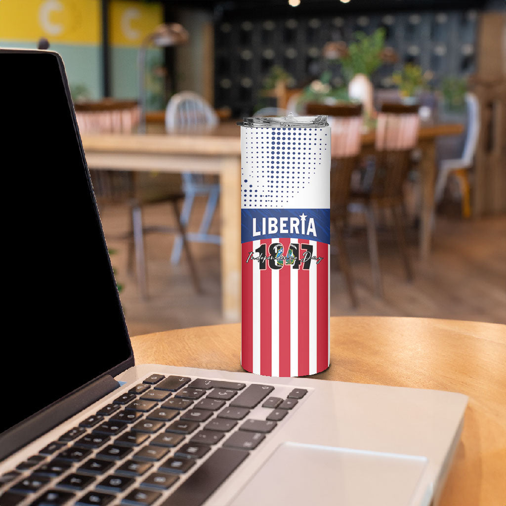 Personalized Liberia 1847 Skinny Tumbler Happy Independence Day