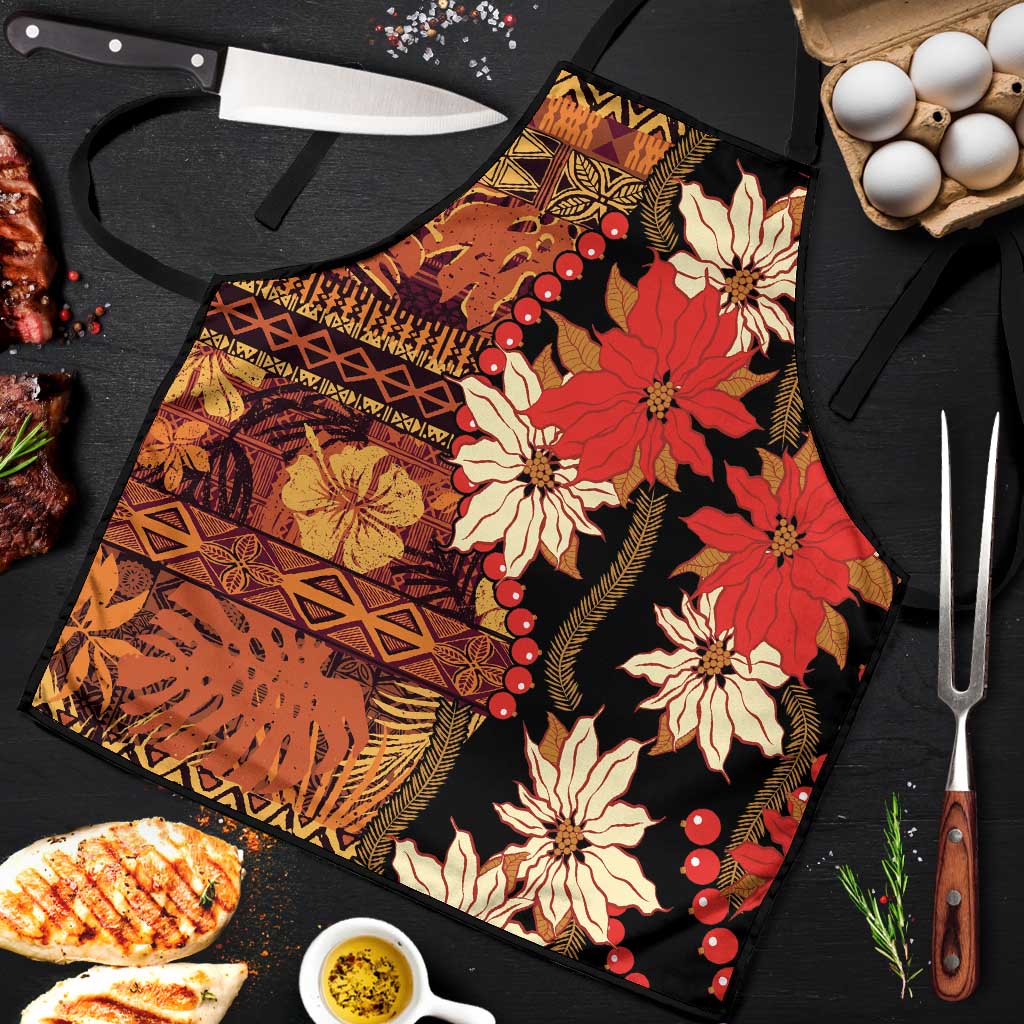 Hawaii Christmas Poinsettia Lei Apron Tapa Pattern - Polynesian Pride