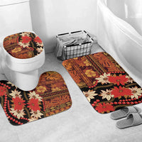 Hawaii Christmas Poinsettia Lei Bathroom Set Tapa Pattern - Polynesian Pride