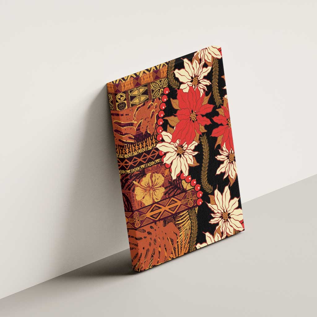 Hawaii Christmas Poinsettia Lei Canvas Wall Art Tapa Pattern - Polynesian Pride