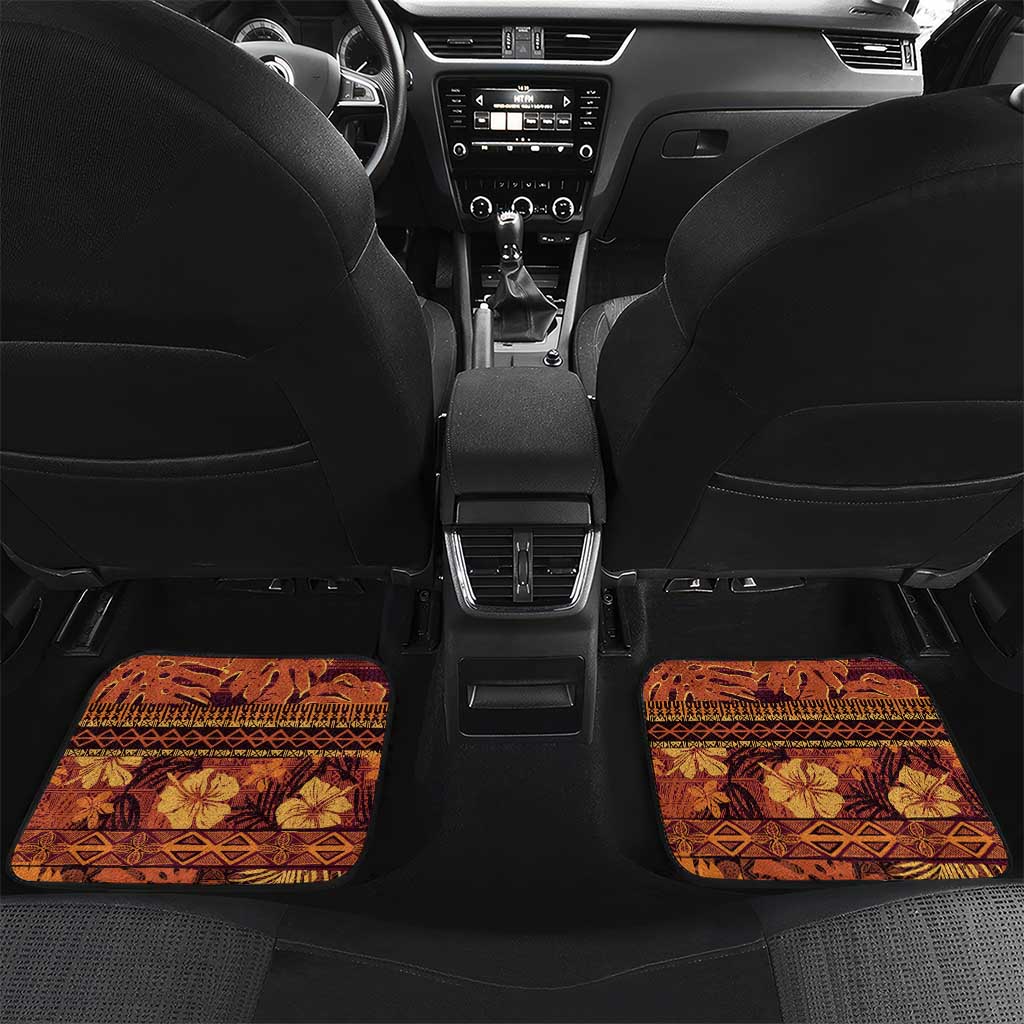 Hawaii Christmas Poinsettia Lei Car Mats Tapa Pattern - Polynesian Pride