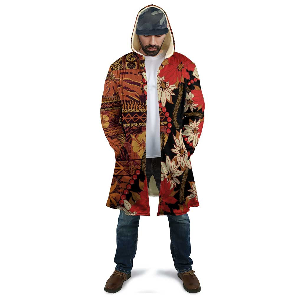 Hawaii Christmas Poinsettia Lei Cloak Tapa Pattern - Polynesian Pride