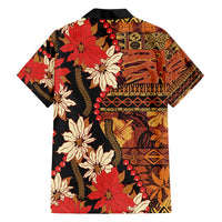 Hawaii Christmas Poinsettia Lei Family Matching Puletasi and Hawaiian Shirt Tapa Pattern - Polynesian Pride