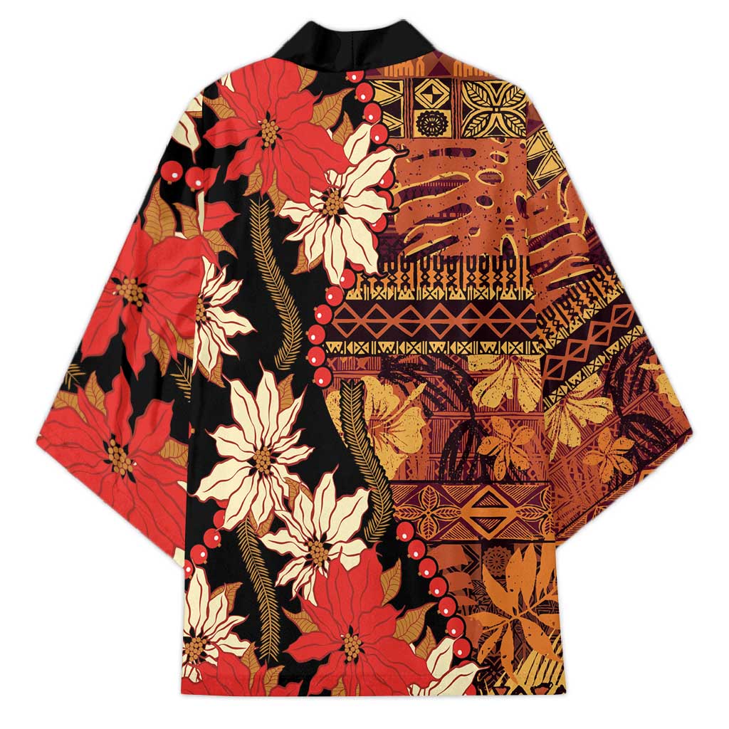Hawaii Christmas Poinsettia Lei Kimono Tapa Pattern LT01 - Polynesian Pride