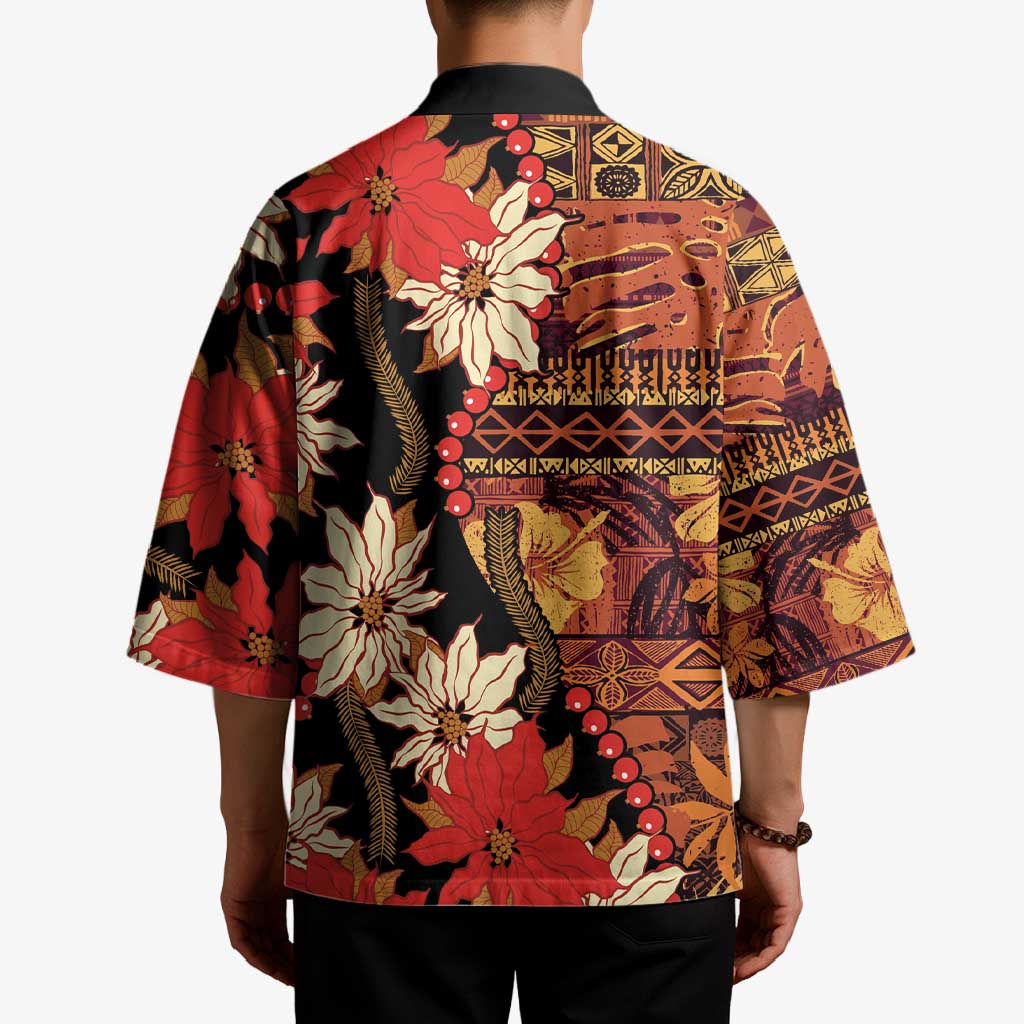 Hawaii Christmas Poinsettia Lei Kimono Tapa Pattern LT01 - Polynesian Pride
