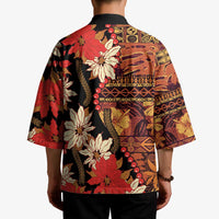 Hawaii Christmas Poinsettia Lei Kimono Tapa Pattern LT01 - Polynesian Pride