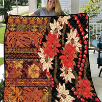 Hawaii Christmas Poinsettia Lei Quilt Tapa Pattern - Polynesian Pride