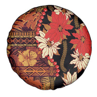 Hawaii Christmas Poinsettia Lei Spare Tire Cover Tapa Pattern - Polynesian Pride