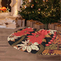 Hawaii Christmas Poinsettia Lei Tree Skirt Tapa Pattern - Polynesian Pride