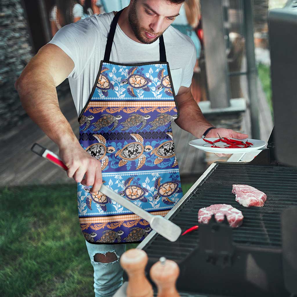 Hawaii Turtles Pattern Special Blue Apron - Polynesian Pride