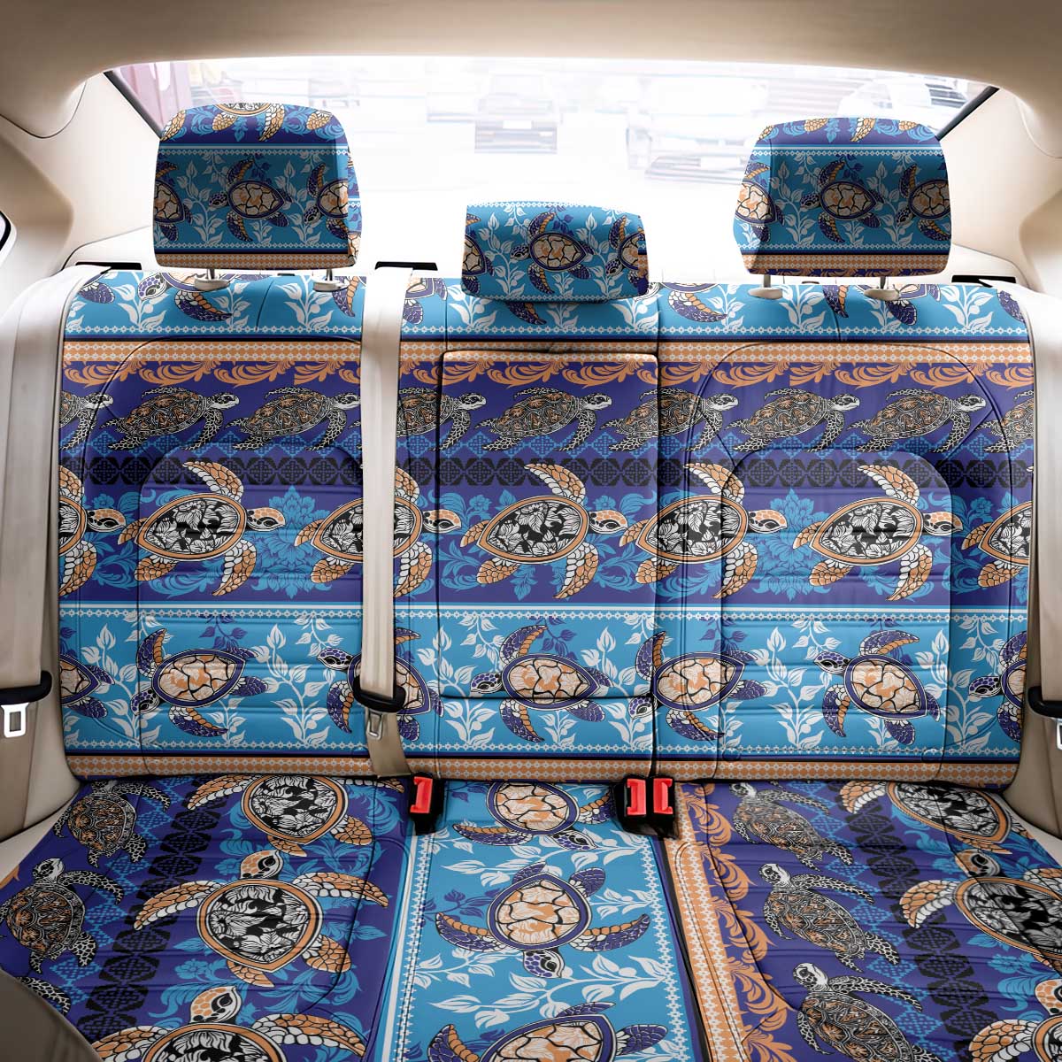 Hawaii Turtles Pattern Special Blue Back Car Seat Cover - Polynesian Pride