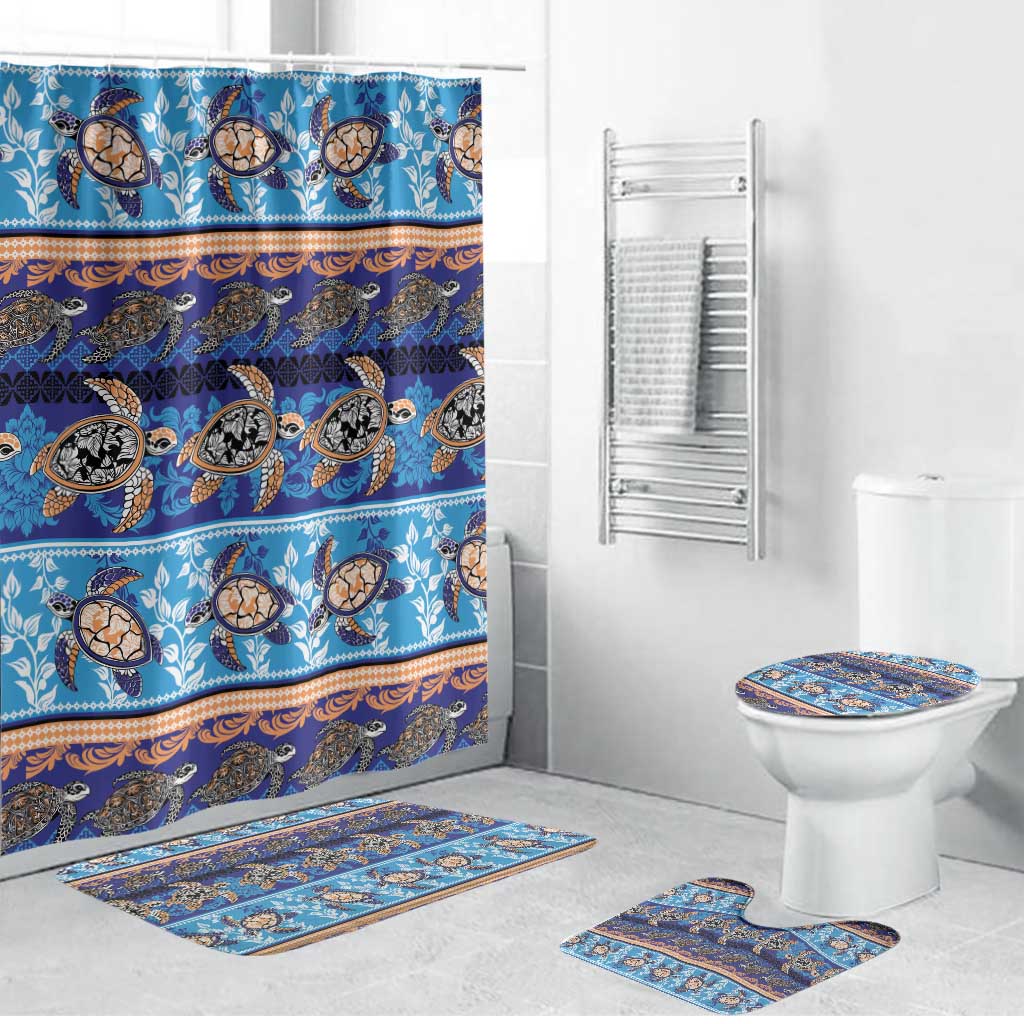 Hawaii Turtles Pattern Special Blue Bathroom Set - Polynesian Pride
