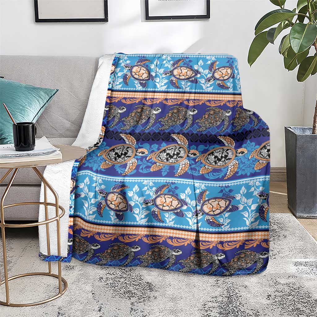 Hawaii Turtles Pattern Special Blue Blanket - Polynesian Pride