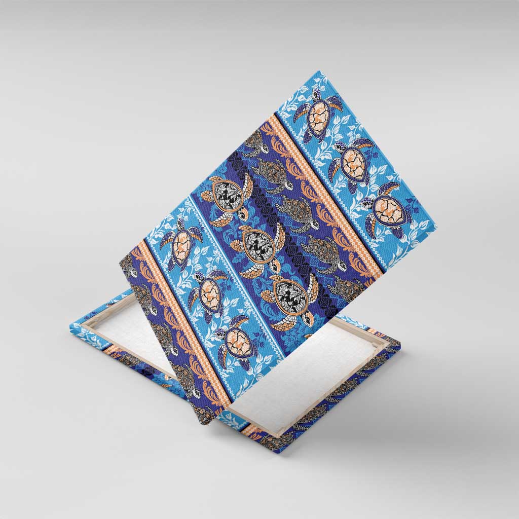 Hawaii Turtles Pattern Special Blue Canvas Wall Art - Polynesian Pride