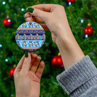 Hawaii Turtles Pattern Special Blue Ceramic Ornament - Polynesian Pride