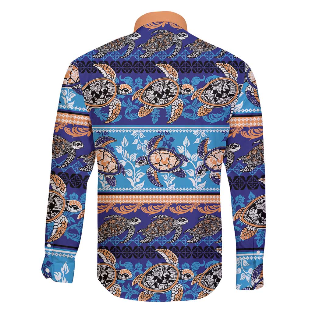 Hawaii Turtles Pattern Special Blue Family Matching Long Sleeve Bodycon Dress and Hawaiian Shirt - Polynesian Pride