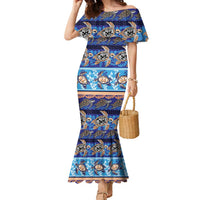 Hawaii Turtles Pattern Special Blue Family Matching Mermaid Dress and Hawaiian Shirt - Polynesian Pride