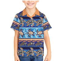 Hawaii Turtles Pattern Special Blue Family Matching Mermaid Dress and Hawaiian Shirt - Polynesian Pride