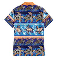 Hawaii Turtles Pattern Special Blue Family Matching Off Shoulder Maxi Dress and Hawaiian Shirt - Polynesian Pride