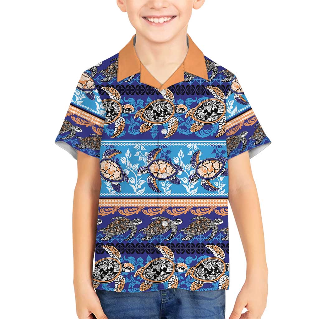 Hawaii Turtles Pattern Special Blue Family Matching Off Shoulder Short Dress and Hawaiian Shirt - Polynesian Pride