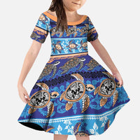 Hawaii Turtles Pattern Special Blue Family Matching Short Sleeve Bodycon Dress and Hawaiian Shirt - Polynesian Pride