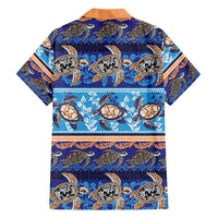 Hawaii Turtles Pattern Special Blue Family Matching Short Sleeve Bodycon Dress and Hawaiian Shirt - Polynesian Pride