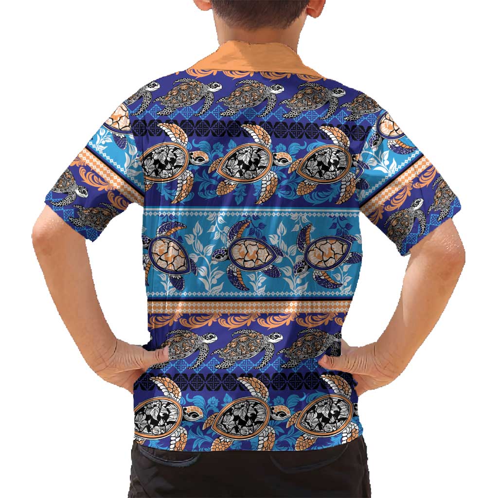 Hawaii Turtles Pattern Special Blue Family Matching Summer Maxi Dress and Hawaiian Shirt - Polynesian Pride