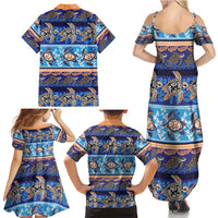 Hawaii Turtles Pattern Special Blue Family Matching Summer Maxi Dress and Hawaiian Shirt - Polynesian Pride