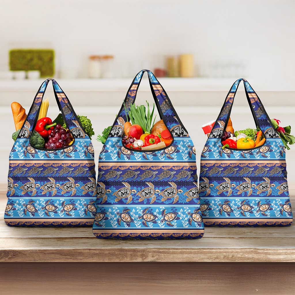 Hawaii Turtles Pattern Special Blue Grocery Bag LT01 3-pack One Size Blue - Polynesian Pride