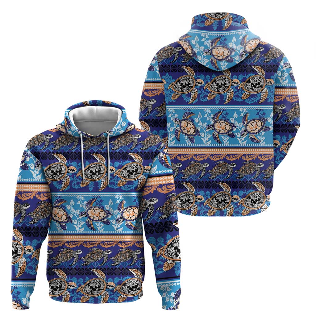 Hawaii Turtles Pattern Special Blue Hoodie - Polynesian Pride
