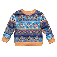 Hawaii Turtles Pattern Special Blue Kid Ugly Christmas Sweater - Polynesian Pride