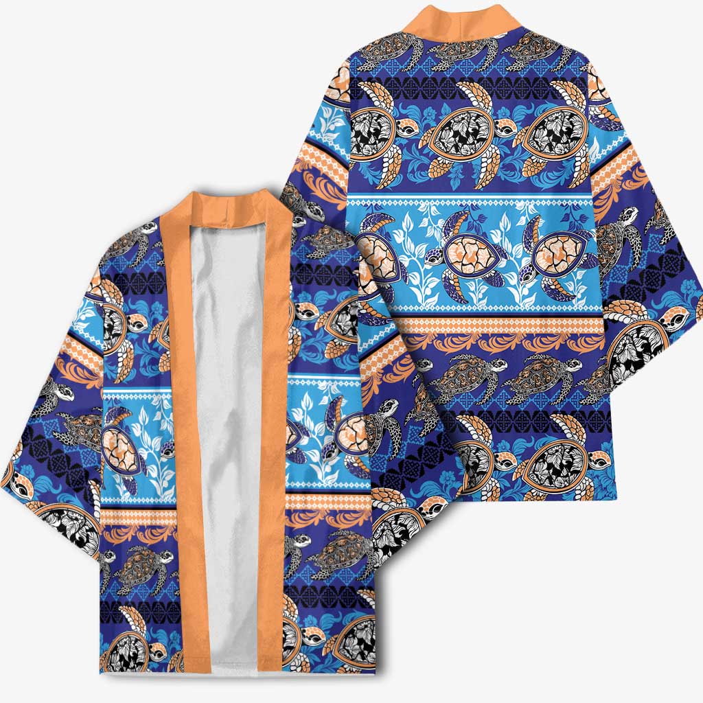 Hawaii Turtles Pattern Special Blue Kimono LT01 - Polynesian Pride