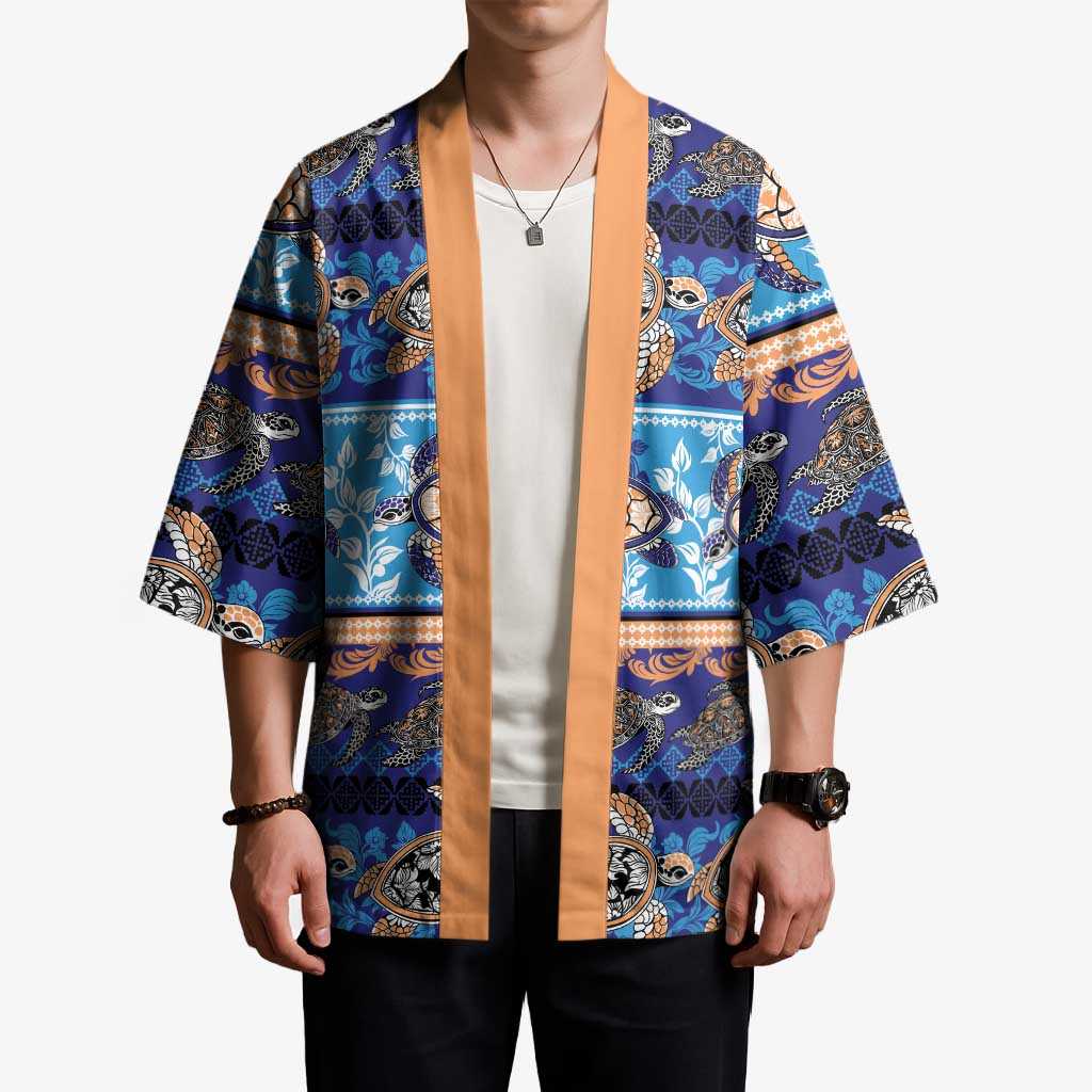 Hawaii Turtles Pattern Special Blue Kimono LT01 - Polynesian Pride