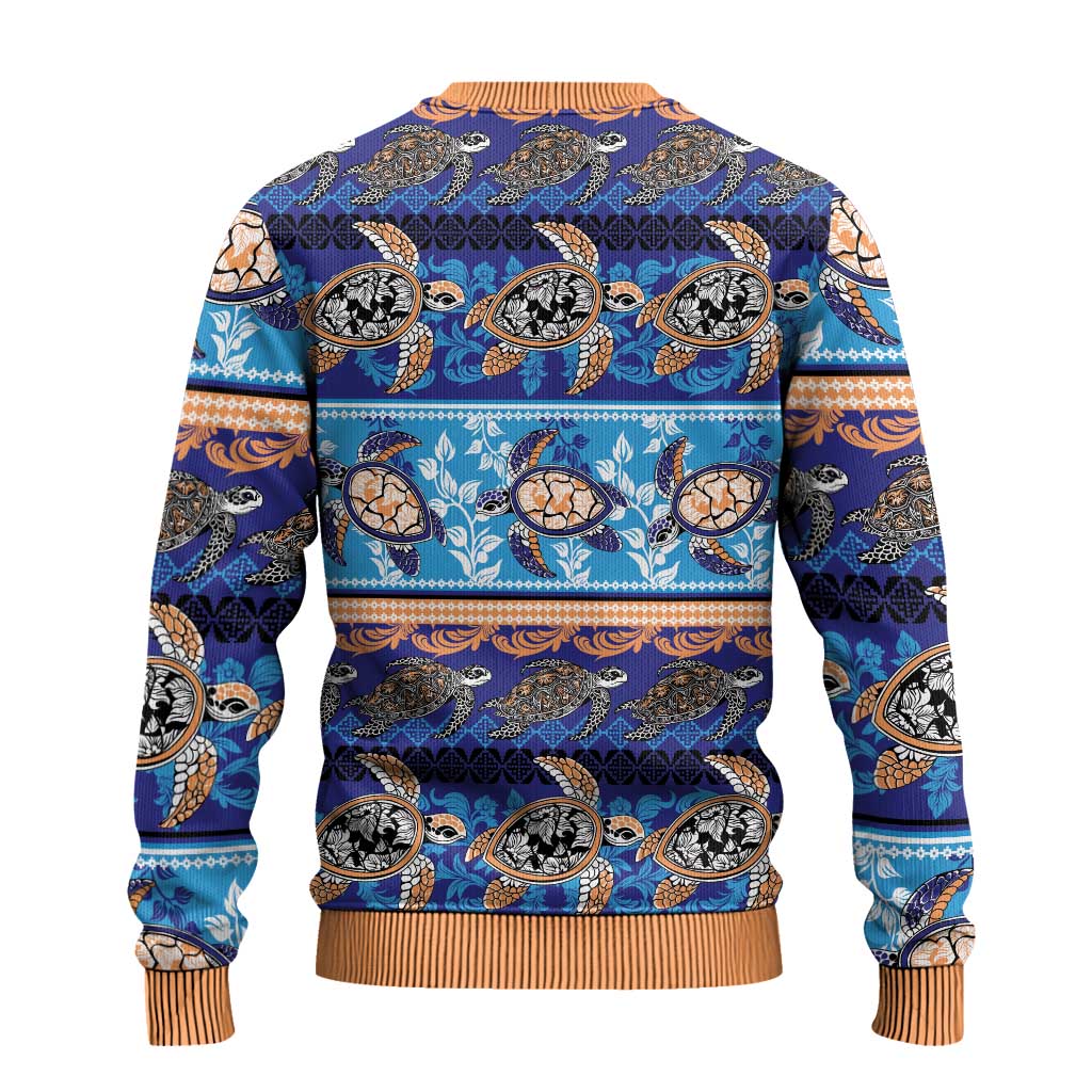 Hawaii Turtles Pattern Special Blue Ugly Christmas Sweater - Polynesian Pride