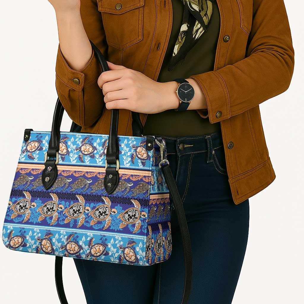 Hawaii Turtles Pattern Special Blue Leather Bag - Polynesian Pride