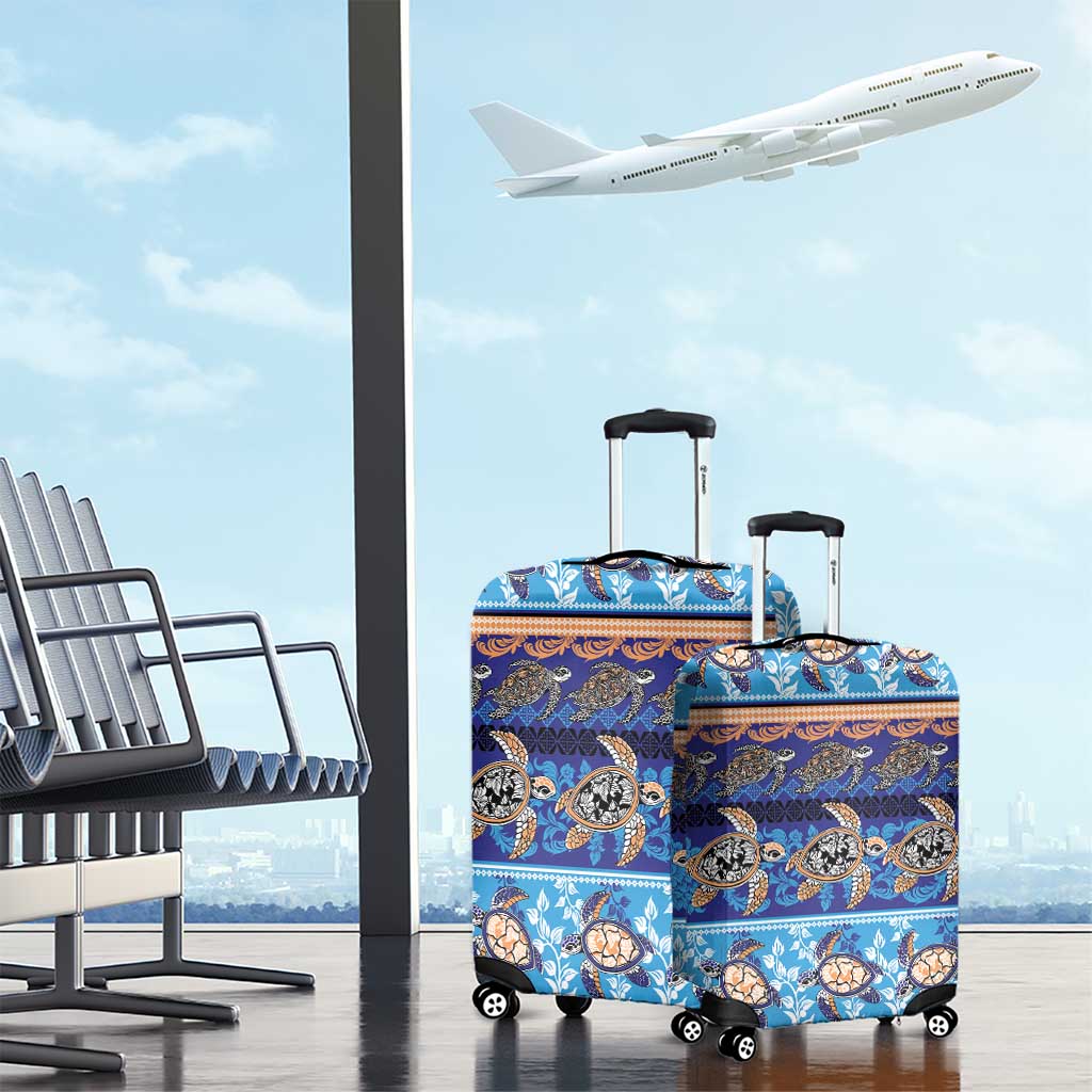 Hawaii Turtles Pattern Special Blue Luggage Cover - Polynesian Pride