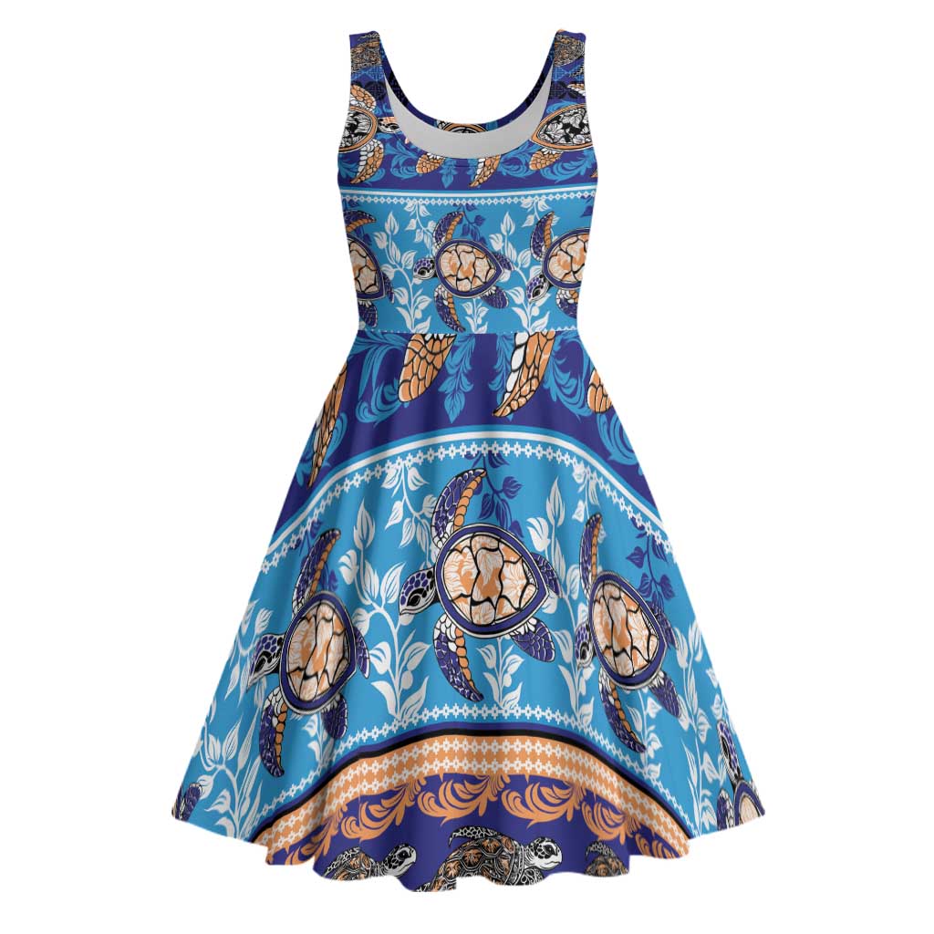 Hawaii Turtles Pattern Special Blue Midi Dress - Polynesian Pride