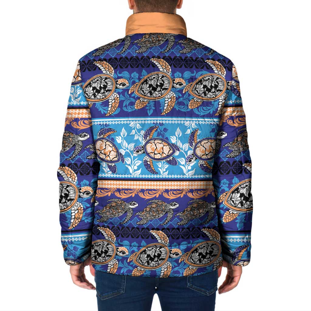 Hawaii Turtles Pattern Special Blue Padded Jacket - Polynesian Pride