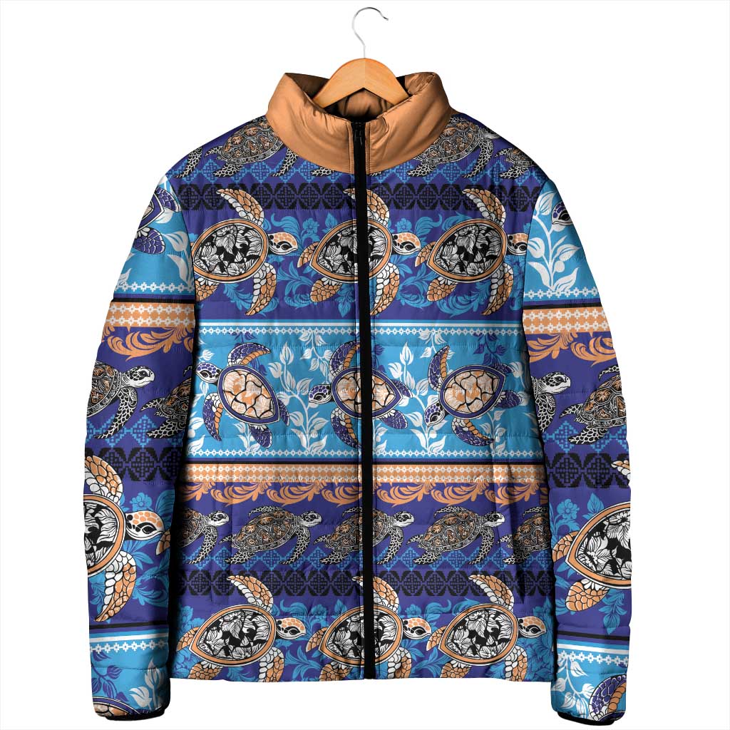 Hawaii Turtles Pattern Special Blue Padded Jacket - Polynesian Pride