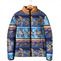 Hawaii Turtles Pattern Special Blue Padded Jacket - Polynesian Pride
