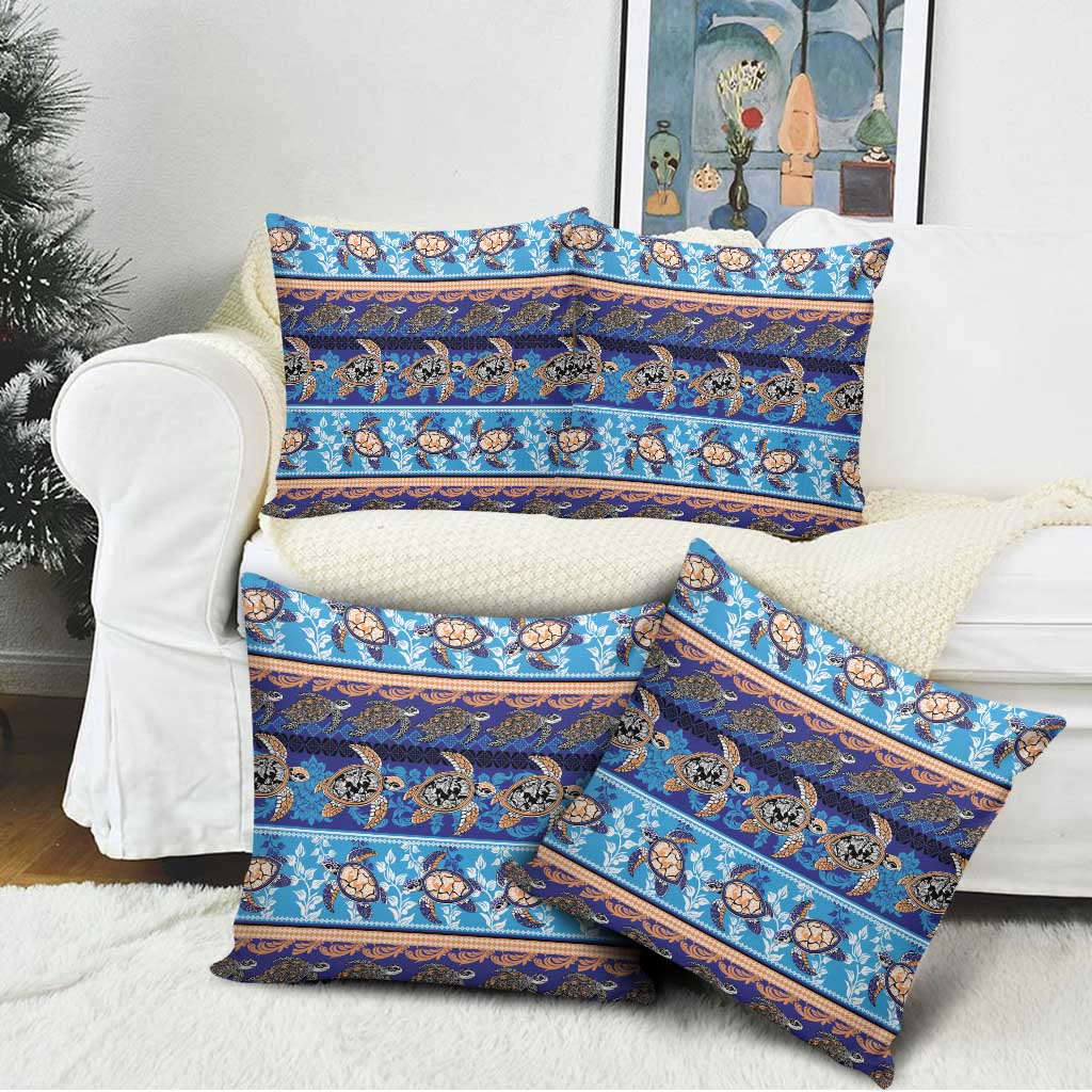 Hawaii Turtles Pattern Special Blue Pillow Cover - Polynesian Pride