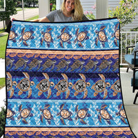 Hawaii Turtles Pattern Special Blue Quilt - Polynesian Pride
