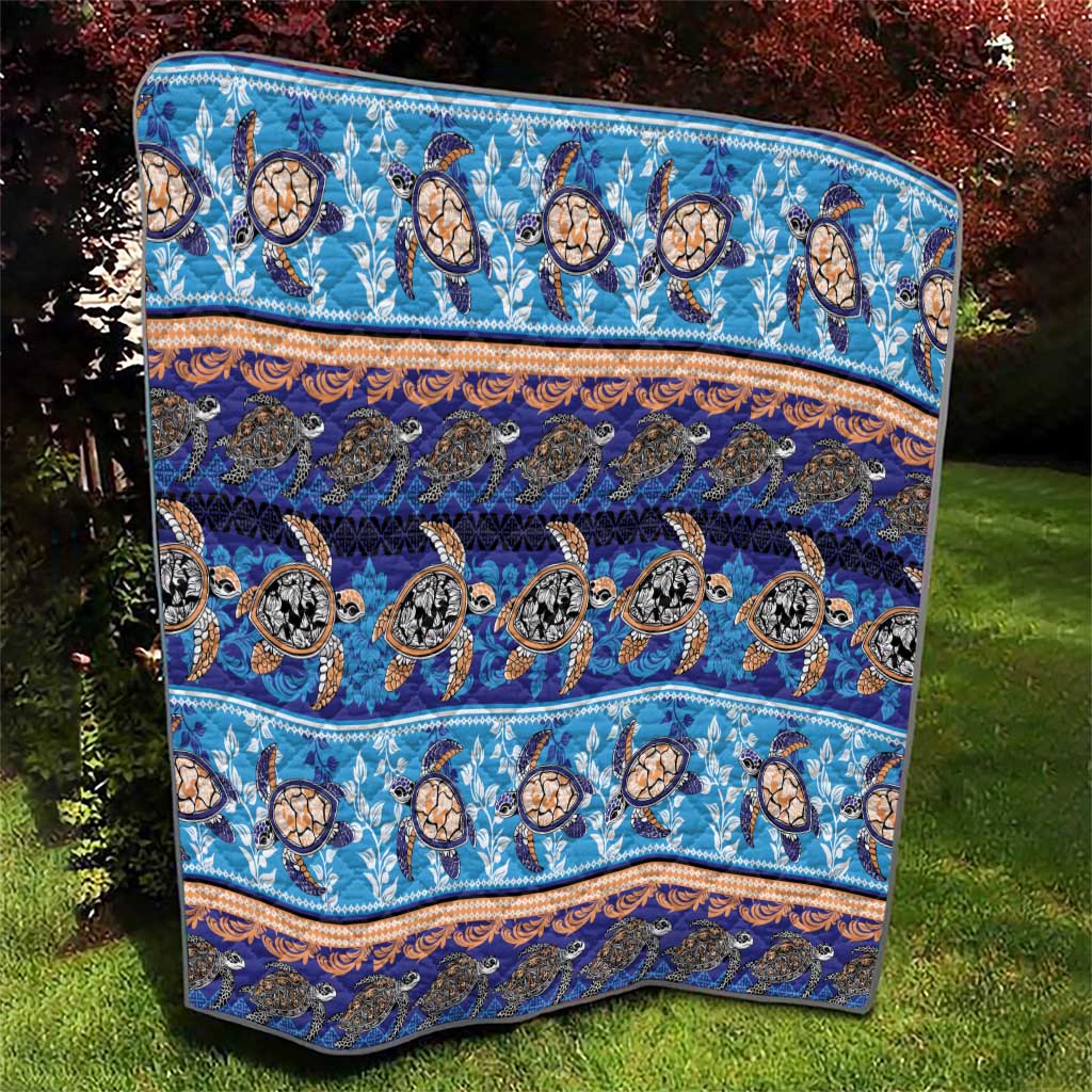 Hawaii Turtles Pattern Special Blue Quilt - Polynesian Pride