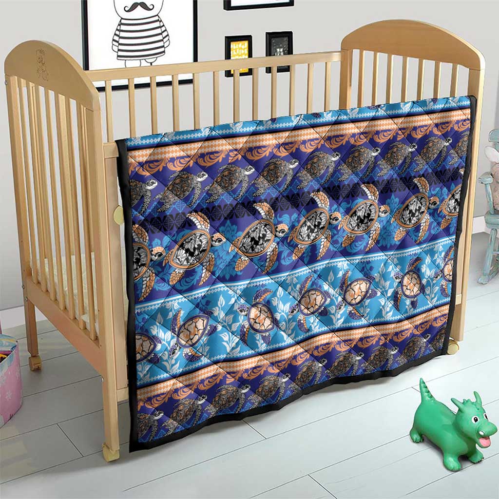 Hawaii Turtles Pattern Special Blue Quilt - Polynesian Pride