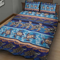 Hawaii Turtles Pattern Special Blue Quilt Bed Set - Polynesian Pride
