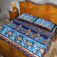 Hawaii Turtles Pattern Special Blue Quilt Bed Set - Polynesian Pride