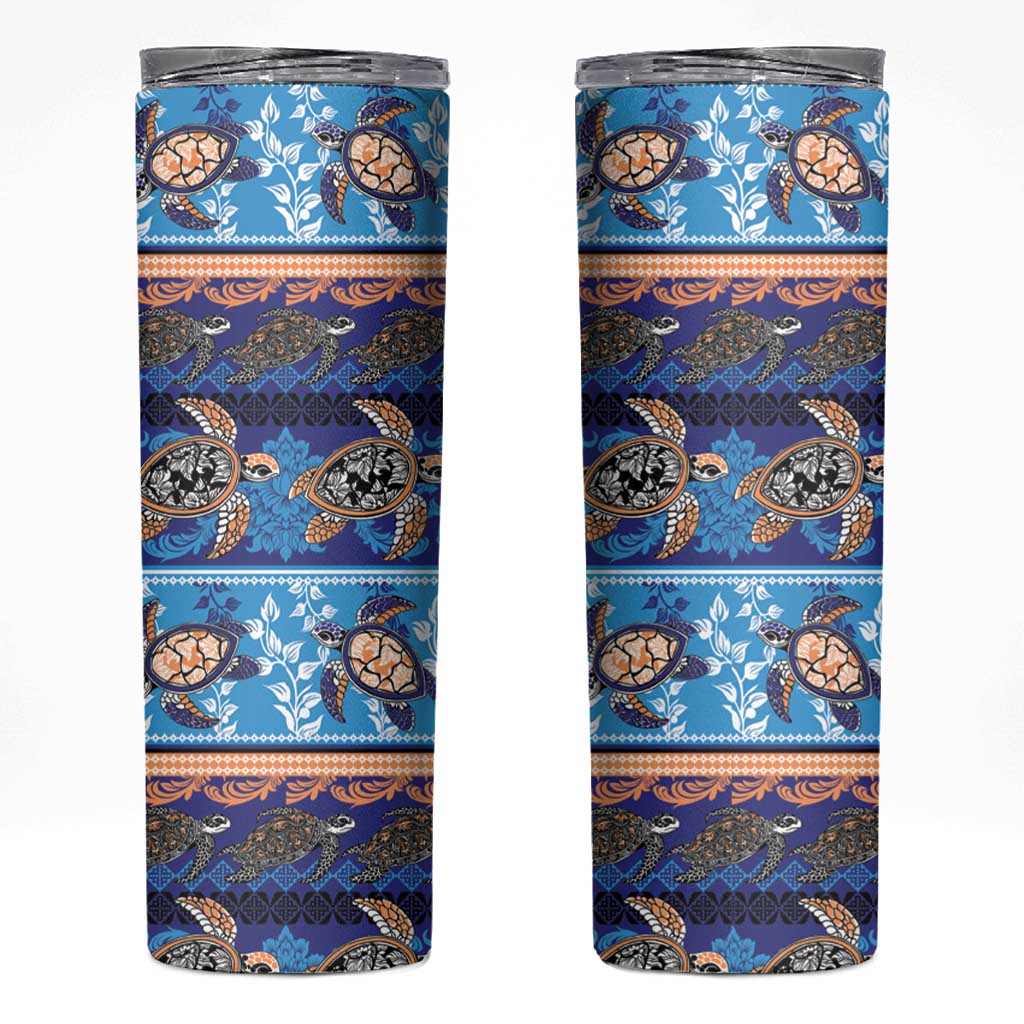 Hawaii Turtles Pattern Special Blue Skinny Tumbler - Polynesian Pride