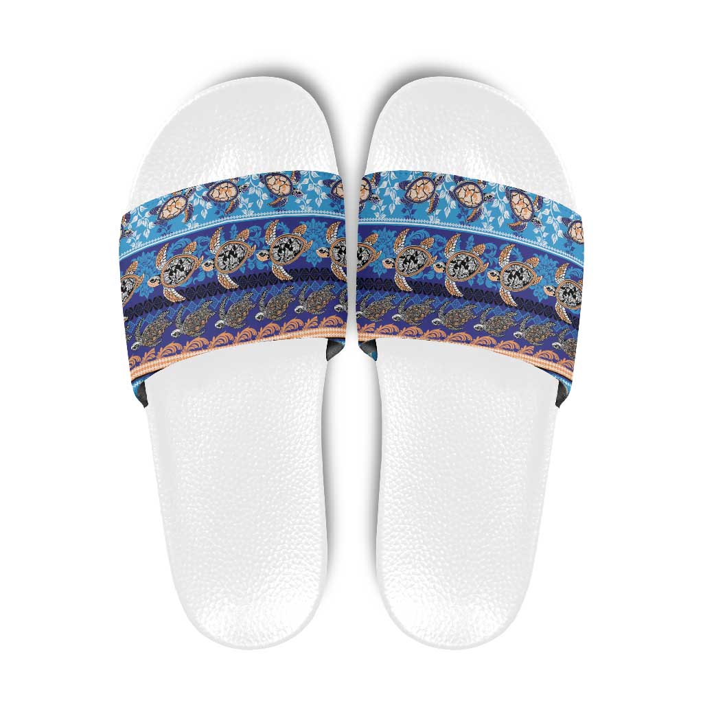 Hawaii Turtles Pattern Special Blue Slide Sandals LT01 Blue - Polynesian Pride