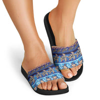 Hawaii Turtles Pattern Special Blue Slide Sandals LT01 - Polynesian Pride
